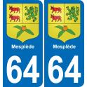 64 Mesplède coat of arms sticker plate stickers city