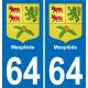 64 Mesplède blason autocollant plaque stickers ville