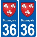 36 Buzançais autocollant plaque stickers ville
