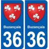 36 Buzançais autocollant plaque stickers ville