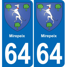 64 Mirepeix escudo de armas de la etiqueta engomada de la placa de pegatinas de la ciudad