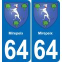 64 Mirepeix coat of arms sticker plate stickers city