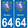 64 Mirepeix blason autocollant plaque stickers ville