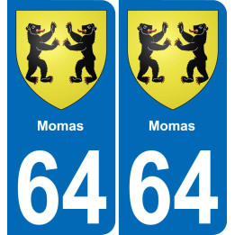 64 Momas escudo de armas de la etiqueta engomada de la placa de pegatinas de la ciudad