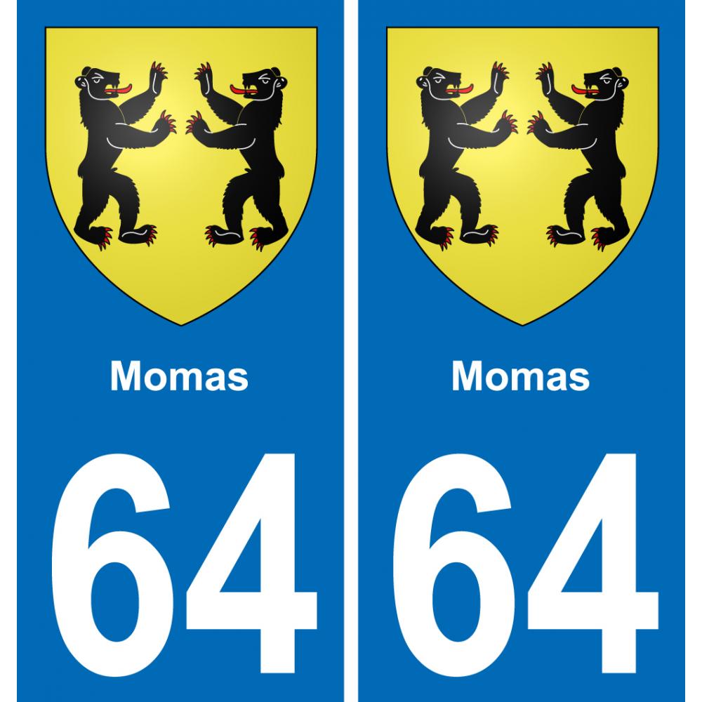 64 Momas escudo de armas de la etiqueta engomada de la placa de pegatinas de la ciudad