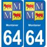 64 Montaner autocollant sticker plaque immatriculation auto ville