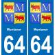 64 Montaner autocollant sticker plaque immatriculation auto ville
