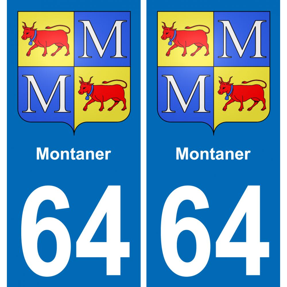 64 Montaner autocollant sticker plaque immatriculation auto ville