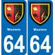 64 Mourenx autocollant sticker plaque immatriculation auto ville