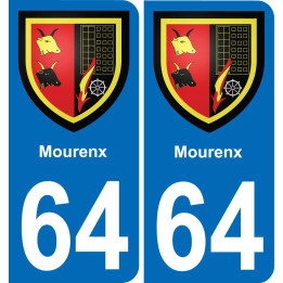 64 Mourenx placa etiqueta de registro de la ciudad