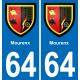 64 Mourenx autocollant sticker plaque immatriculation auto ville