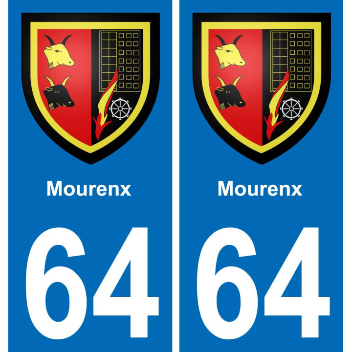 64 Mourenx placa etiqueta de registro de la ciudad