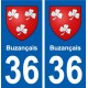 36 Buzançais autocollant plaque stickers ville