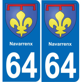 64 Navarrenx autocollant sticker plaque immatriculation auto ville