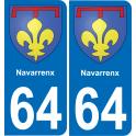 64 Navarrenx placa etiqueta de registro de la ciudad