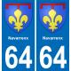 64 Navarrenx autocollant sticker plaque immatriculation auto ville