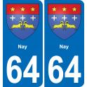 64 Nay autocollant sticker plaque immatriculation auto ville
