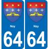 64 Nay autocollant sticker plaque immatriculation auto ville