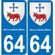 64 Oloron-Sainte-Marie adesivo piastra di registrazione city