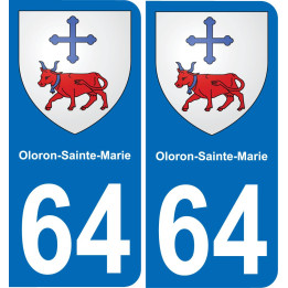 64 Oloron-Sainte-Marie sticker plate registration city