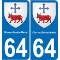 64 Oloron-Sainte-Marie adesivo piastra di registrazione city