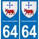 64 Oloron-Sainte-Marie sticker plate registration city
