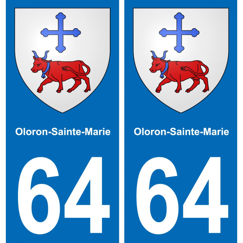 64 Oloron-Sainte-Marie autocollant sticker plaque immatriculation auto ville