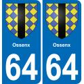 64 Ossenx autocollant sticker plaque immatriculation auto ville