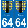 64 Ossenx autocollant sticker plaque immatriculation auto ville