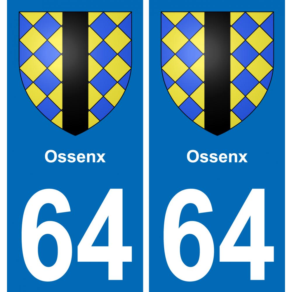 64 Ossenx autocollant sticker plaque immatriculation auto ville