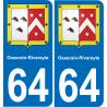 64 Osserain-Rivareyte autocollant sticker plaque immatriculation auto ville