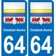 64 Ostabat-Asme placa etiqueta de registro de la ciudad