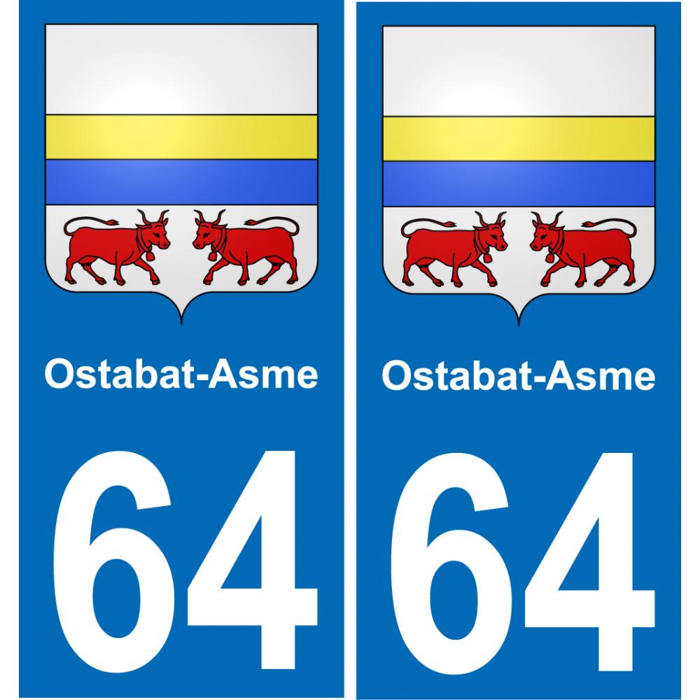 64 Ostabat-Asme autocollant sticker plaque immatriculation auto ville