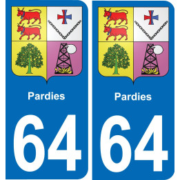 64 Pardies autocollant sticker plaque immatriculation auto ville