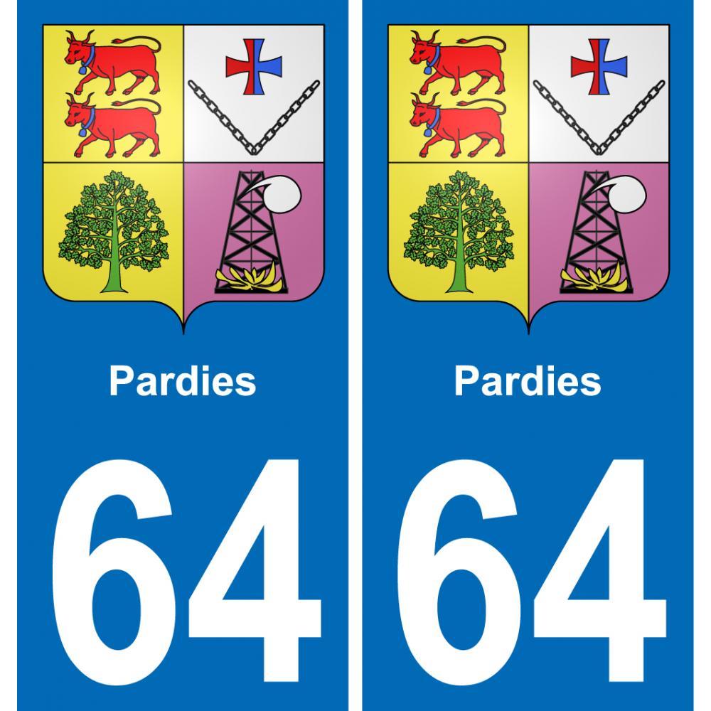 64 Pardies autocollant sticker plaque immatriculation auto ville