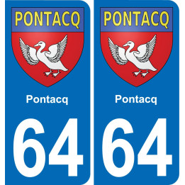 64 Pontacq placa etiqueta de registro de la ciudad