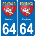 64 Pontacq sticker plate registration city