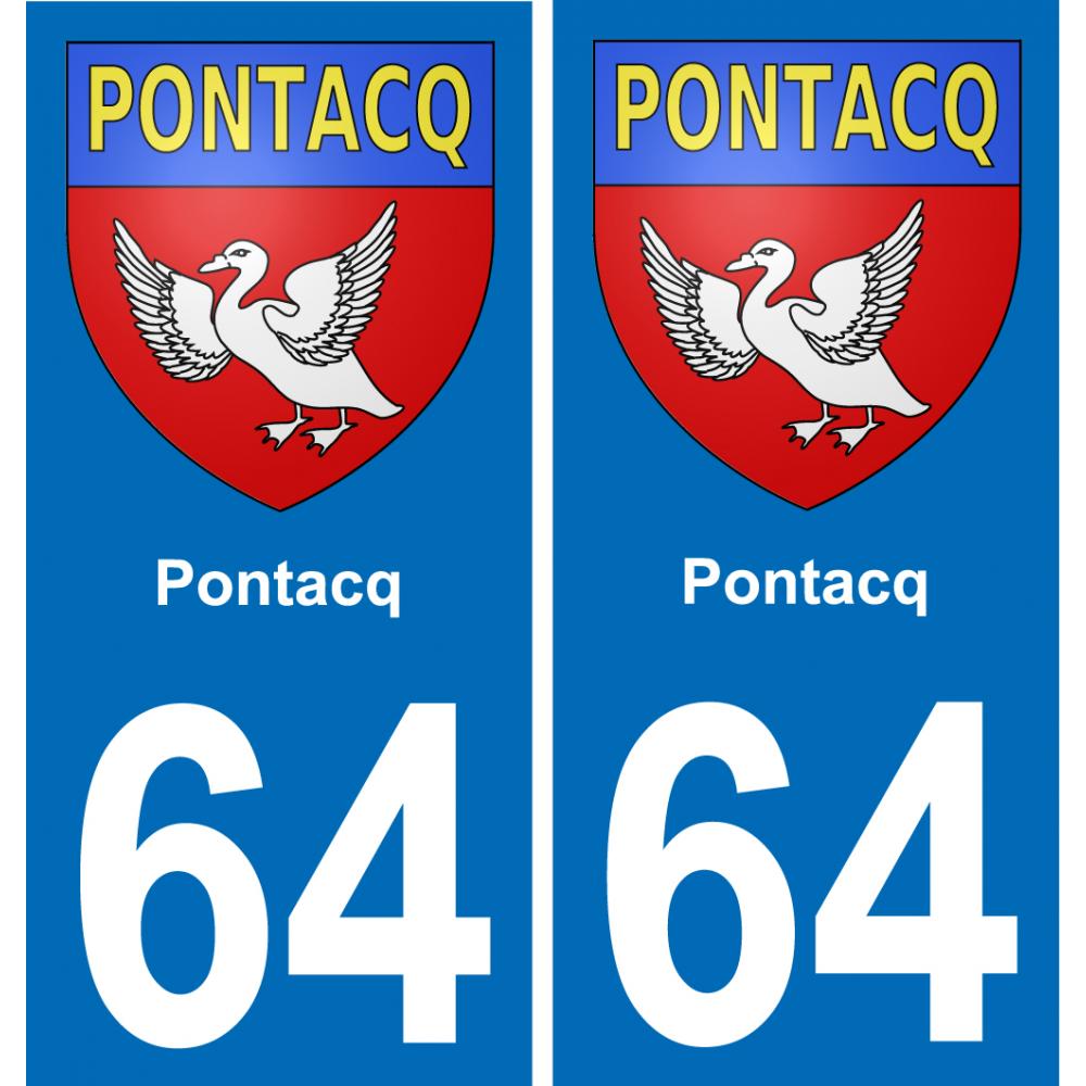 64 Pontacq placa etiqueta de registro de la ciudad