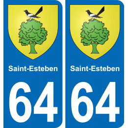 64 Saint-Esteben autocollant sticker plaque immatriculation auto ville