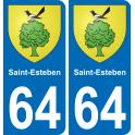 64 Saint-Esteben autocollant sticker plaque immatriculation auto ville