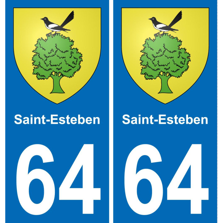 64 Saint-Esteben autocollant sticker plaque immatriculation auto ville