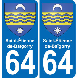 64 Saint-Étienne-de-Baïgorry sticker plate registration city