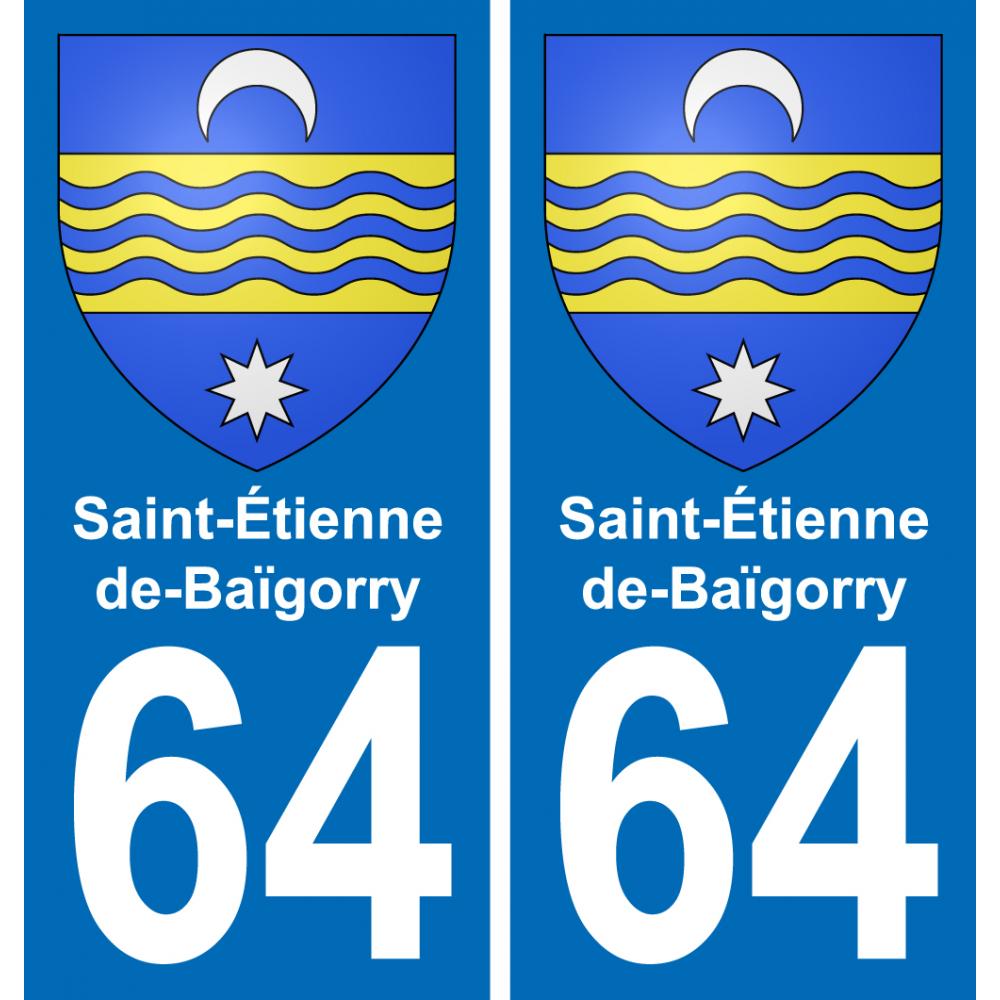 64 Saint-Étienne-de-Baïgorry sticker plate registration city