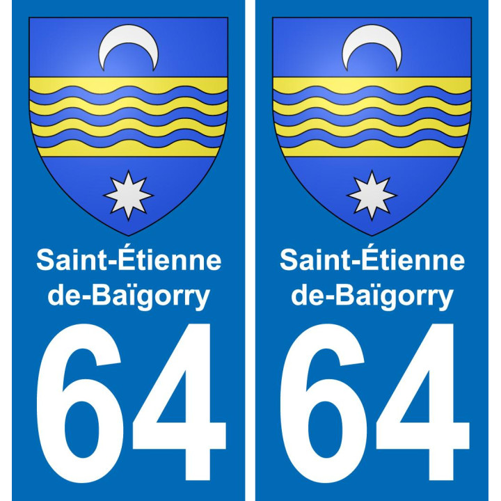 64 Saint-Étienne-de-Baïgorry placa etiqueta de registro de la ciudad