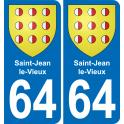 64 Saint-Jean-le-Vieux sticker plate registration city