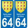 64 Saint-Jean-le-Vieux autocollant sticker plaque immatriculation auto ville
