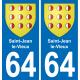 64 Saint-Jean-le-Vieux sticker plate registration city