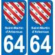 64 Saint-Martin-d'Arberoue sticker plate registration city