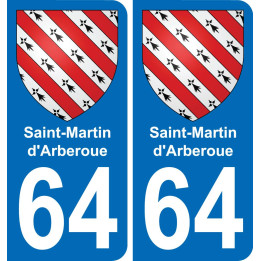 64 Saint-Martin-d'Arberoue autocollant sticker plaque immatriculation auto ville