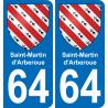 64 Saint-Martin-d'Arberoue -aufkleber plakette ez stadt
